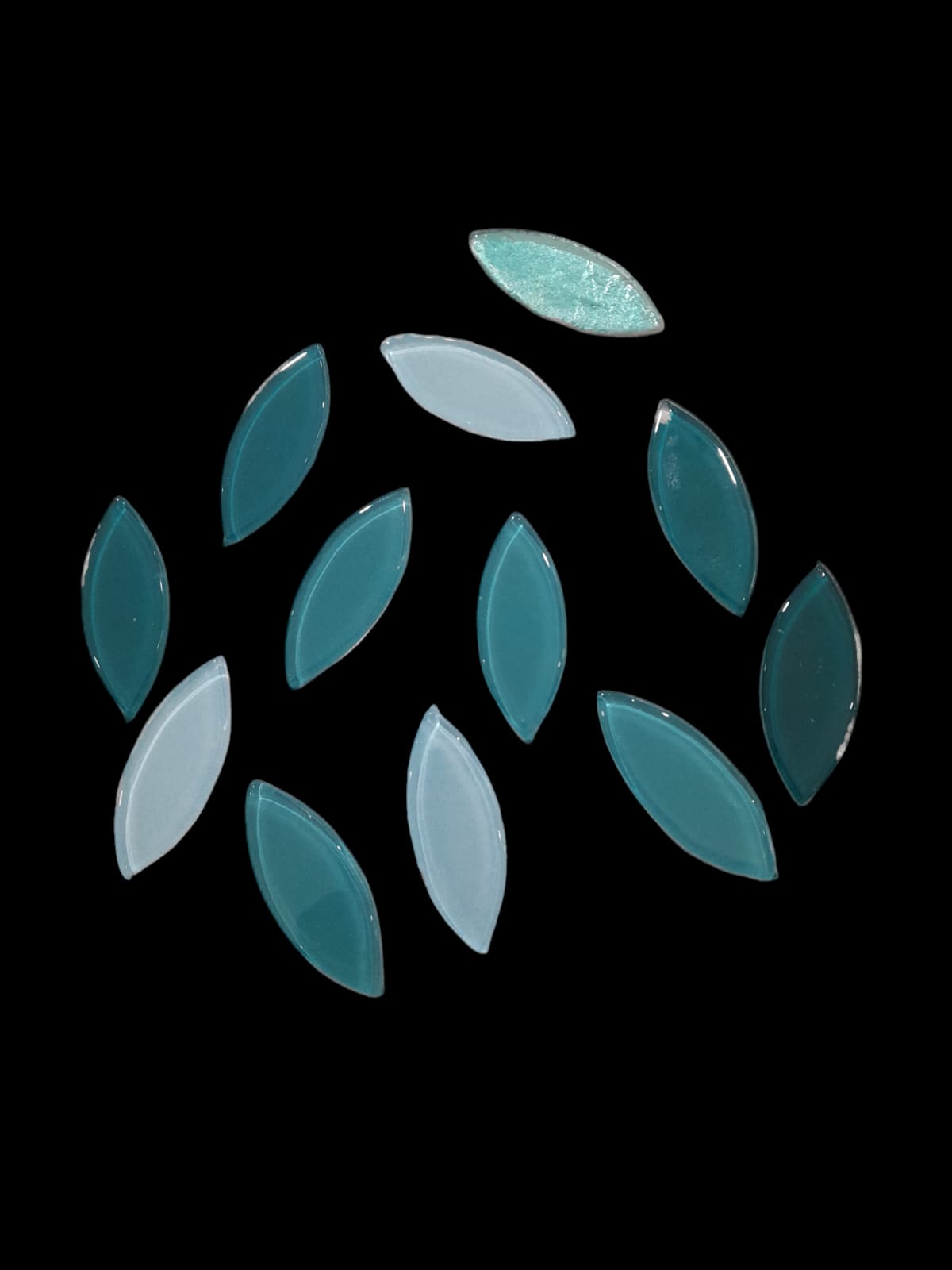 Dark Green Theme Eye Glass Mosaic - Set of 12