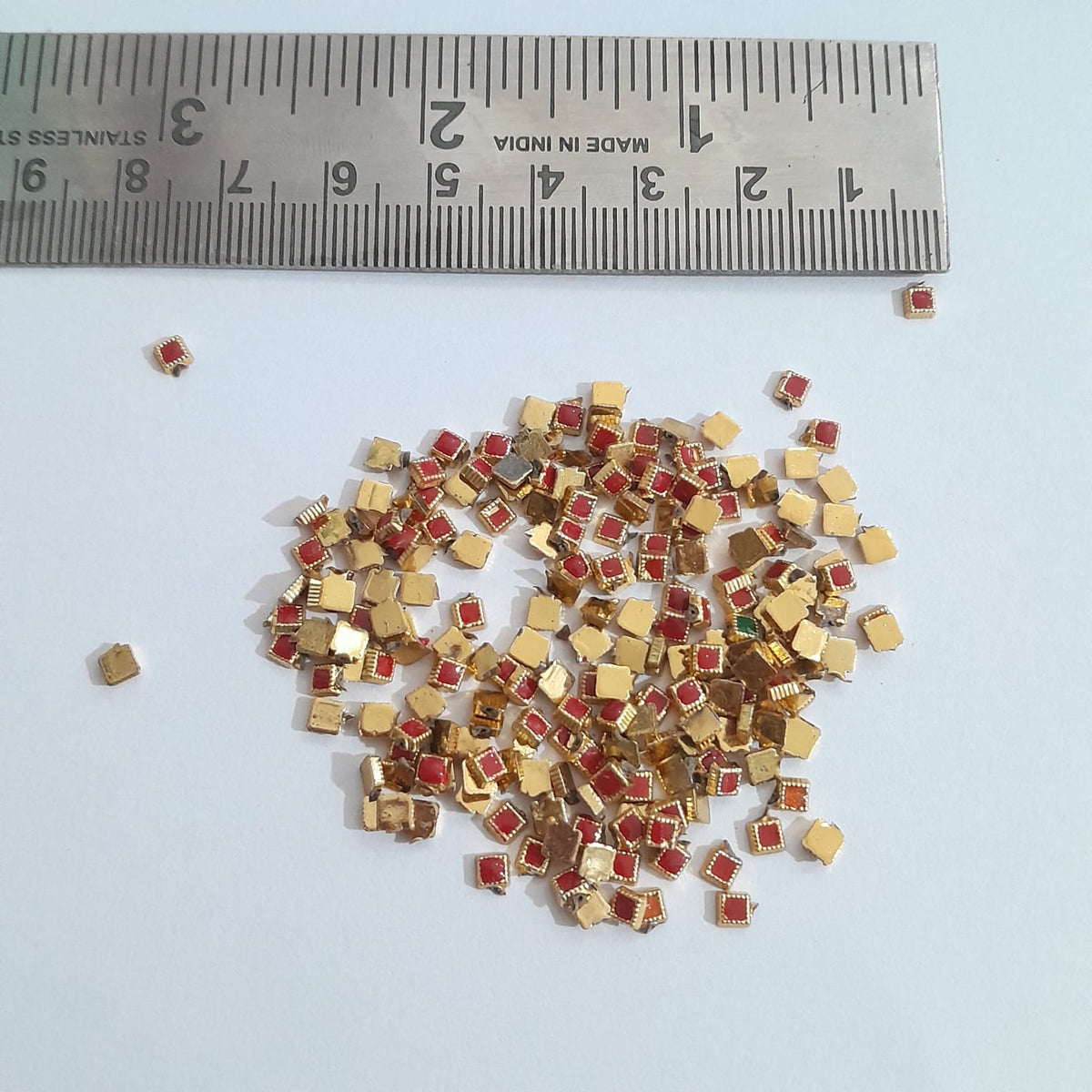 Plastic Square Enamel Painted Kundan - 2g