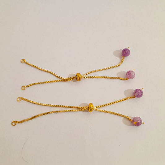Marble Purple Beaded bracelet back chain - Set Of 2