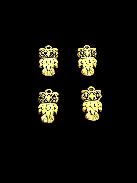 Antique gold Metal Charm - owl