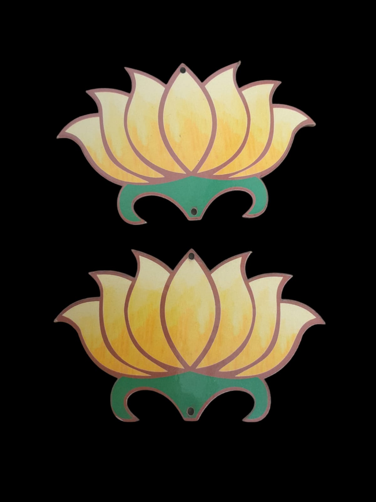 MDF yellow Lotus - 4"- Set of 2