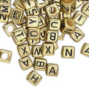Metallic Golden Alpha Beads - Square -20g