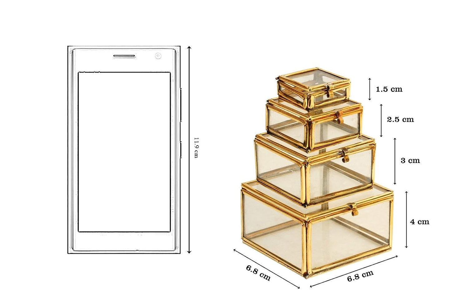Set of 4 Glass Boxes