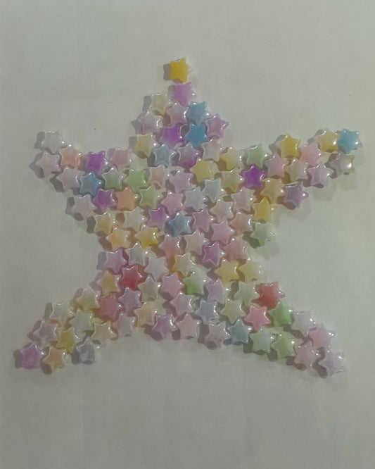 Rainbow Acrylic Beads - Star - 20gms