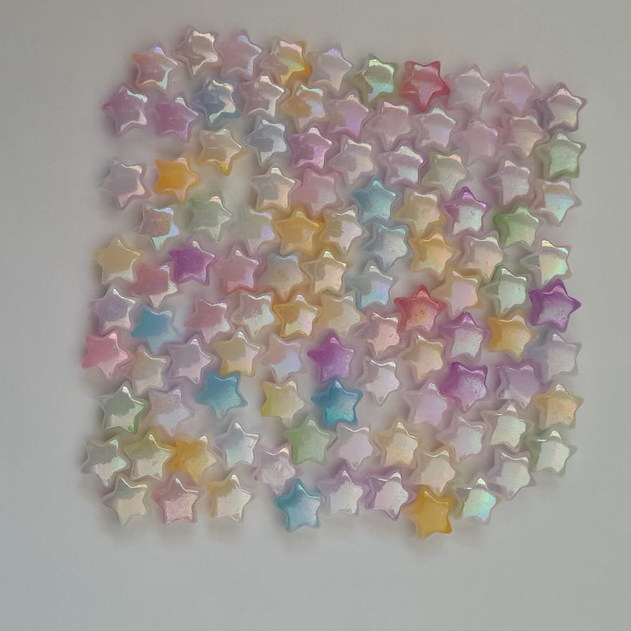 Rainbow Acrylic Beads - Star - 20gms