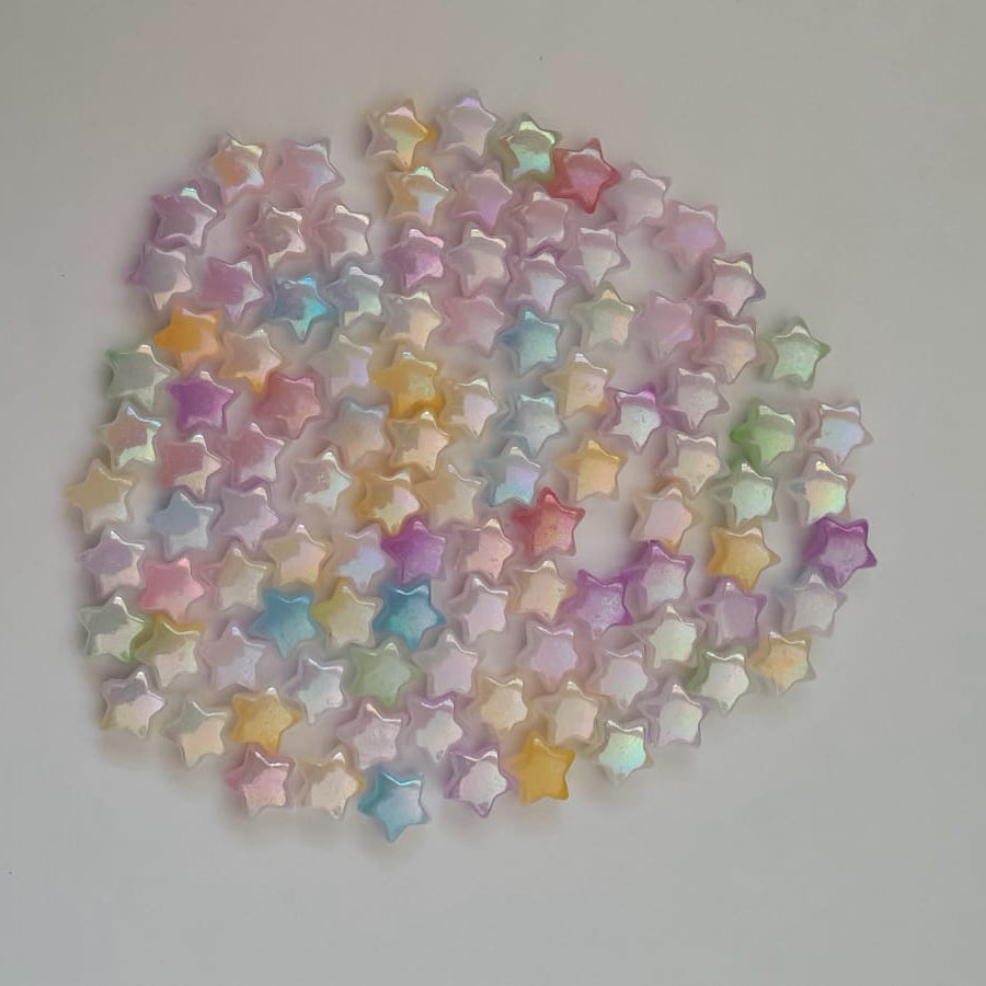 Rainbow Acrylic Beads - Star - 20gms