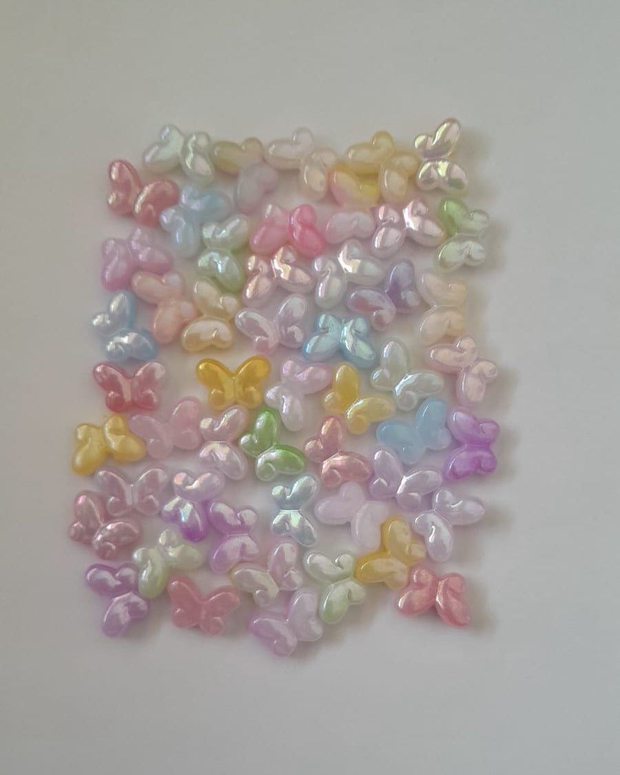 Rainbow Acrylic Beads - Butterfly - 20gms
