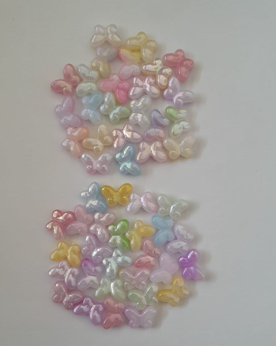 Rainbow Acrylic Beads - Butterfly - 20gms