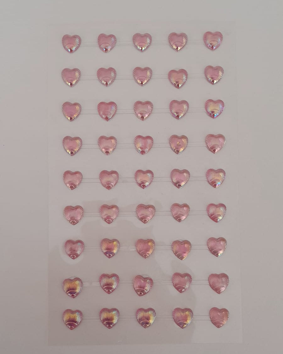 Multicolor Heart Shaped Crystal Stickers - Sheet