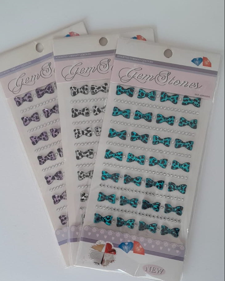 Bow Shaped Crystal Stickers - Sheet