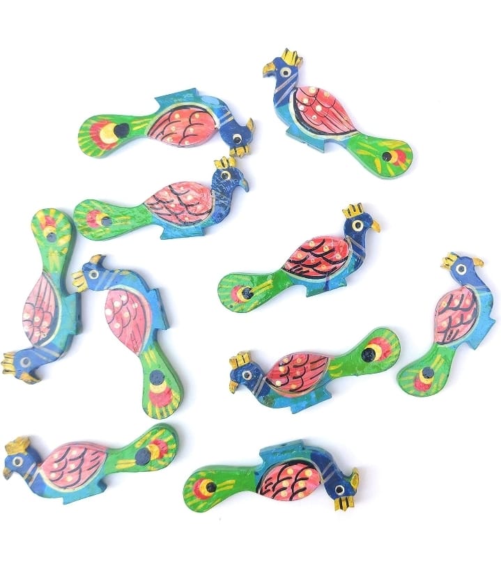 Wooden Peacock Set of 6