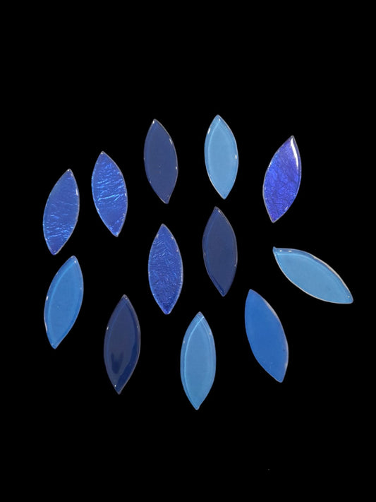 Dark Blue Theme Eye Glass Mosaic  - Set of 12